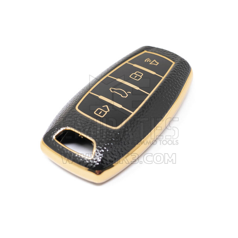 Novo aftermarket nano capa de couro dourado de alta qualidade para chave remota grande parede 4 botões cor preta GW-B13J | Chaves dos Emirados