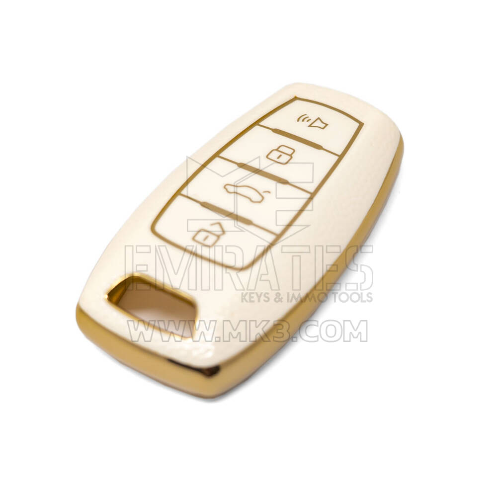 New Aftermarket Nano High Quality Gold Leather Cover For Great Wall Remote Key 4 Buttons White Color GW-B13J | Emirates Keys