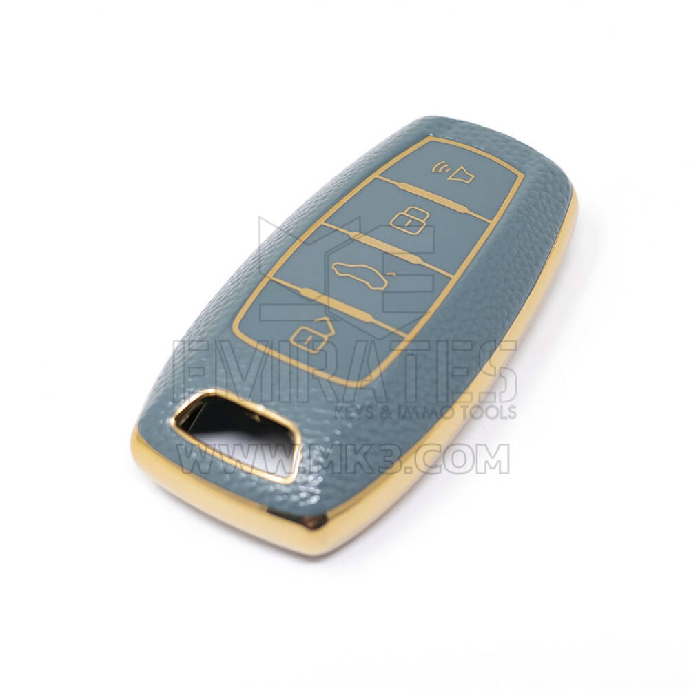 Novo aftermarket nano capa de couro dourado de alta qualidade para chave remota grande parede 4 botões cor cinza GW-B13J | Chaves dos Emirados