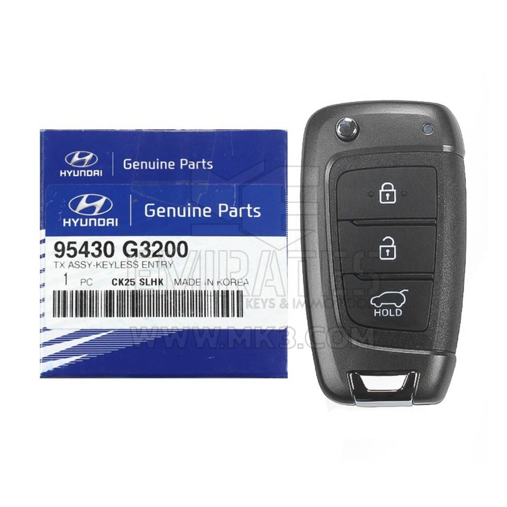 NEW Hyundai I30 2018 Genuine/OEM Flip Remote Key 3 Buttons 433MHz DST80 Transponder 95430-G3200 95430G3200 / FCCID: OKA-450T | Emirates Keys