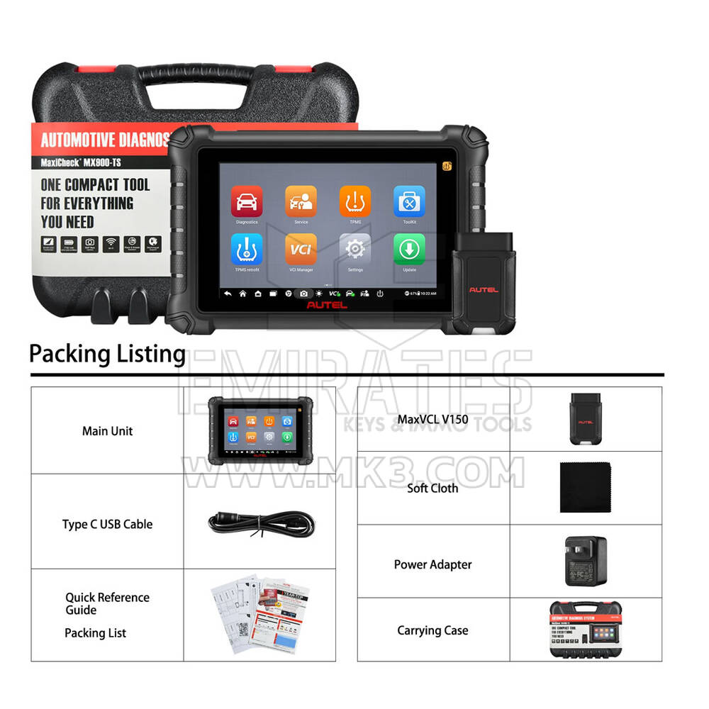 Autel MaxiCheck MX900TS Diagnostic Tool Complete Diagnostic Functions And Comprehensive TPMS Solutions For All The Covered Makes And Models | Emirates Keys