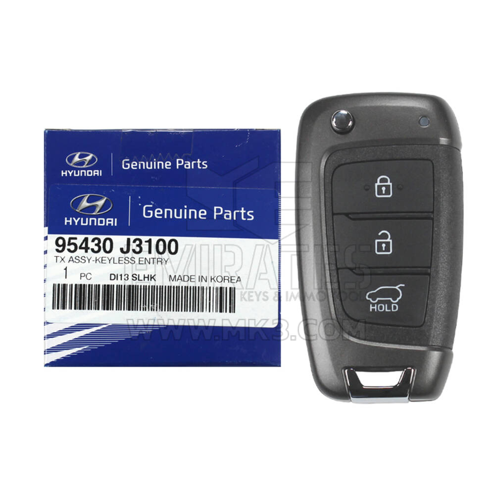 NEW Hyundai Veloster 2018 Genuine/OEM Flip Remote Key 3 Buttons 433MHz DST80 Transponder 95430-J3100 95430J3100 | Emirates Keys