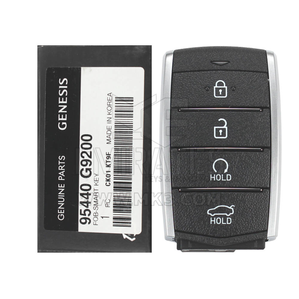 New Genesis 2019 Genuine / OEM Smart Remote Key 4 Buttons 433MHz OEM Part Number: 95440-G9200 / 95440G9200 / FCC ID: FOB-4F16 | Emirates Keys