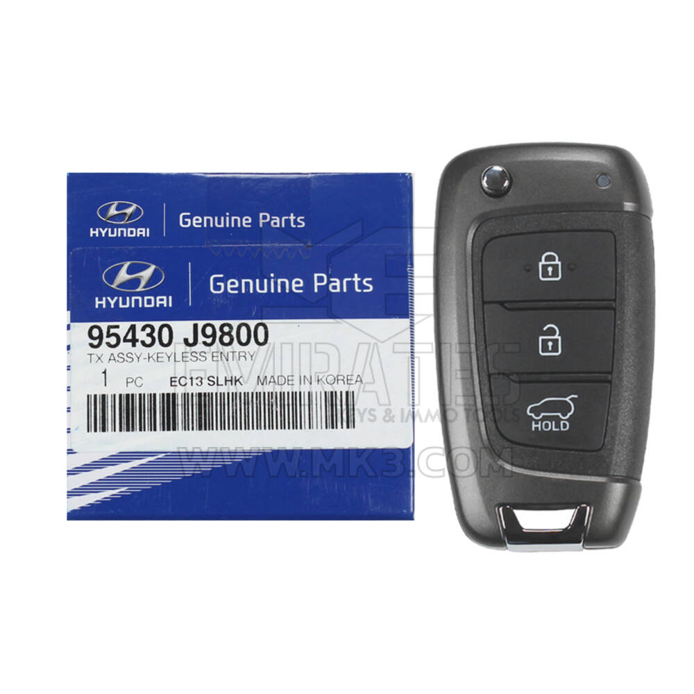 Brand New Hyundai Kona 2018-2020 Genuine/OEM Flip Remote Key 3 Buttons 433MHz 95430-J9800 95430J9800 | Chaves dos Emirados