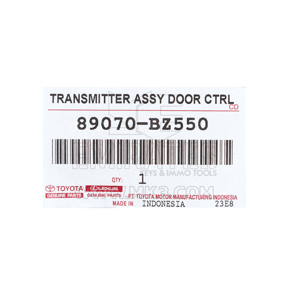 New Toyota Yaris 2023 Genuine / OEM Remote Key 3 Buttons 433MHz OEM Part Number: 89070-BZ550 / 89070-BZ551 | Emirates Keys