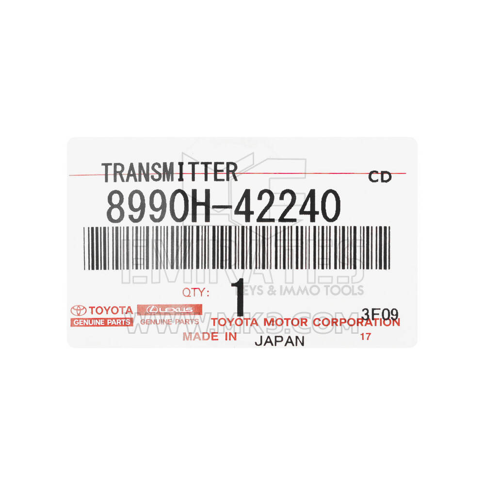 Nouvelle clé télécommande intelligente d'origine / OEM Toyota Rav4 2019-2023 3 boutons 433 MHz Numéro de pièce OEM : 8990H-42240 / 8990H-42200 - ID FCC : B2T2K2R | Clés Emirates