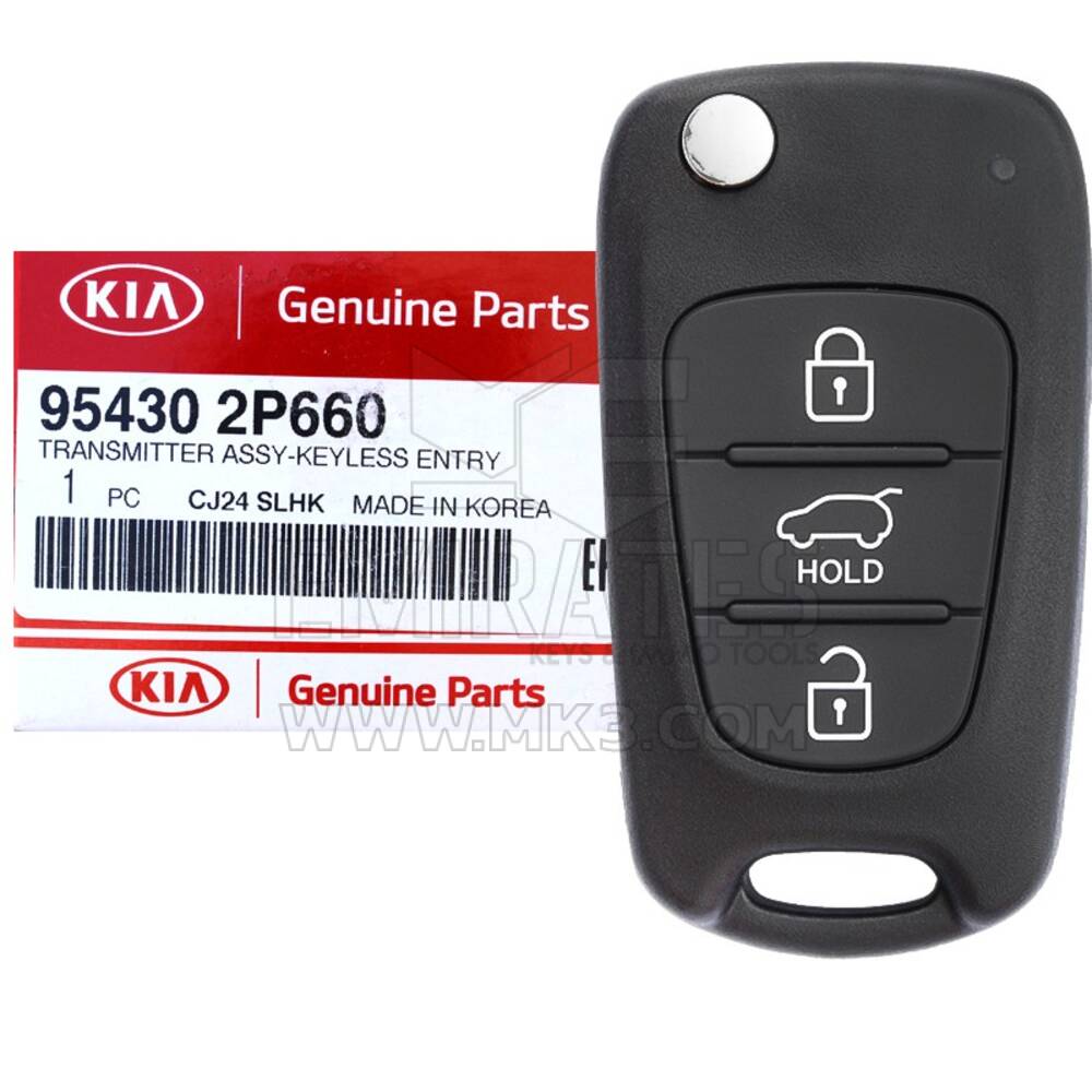 Marque NEUF Kia Sorento 2010-2012 Clé à distance authentique/OEM 3 boutons 433 MHz Numéro de pièce du fabricant : 95430-2P660 | Clés Emirates