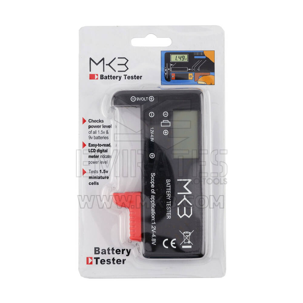 New Battery Universal Tester MK3 Digital type for all ( 1.2V - 4.8V ) Batteries and 9V Batteries | Emirates Keys