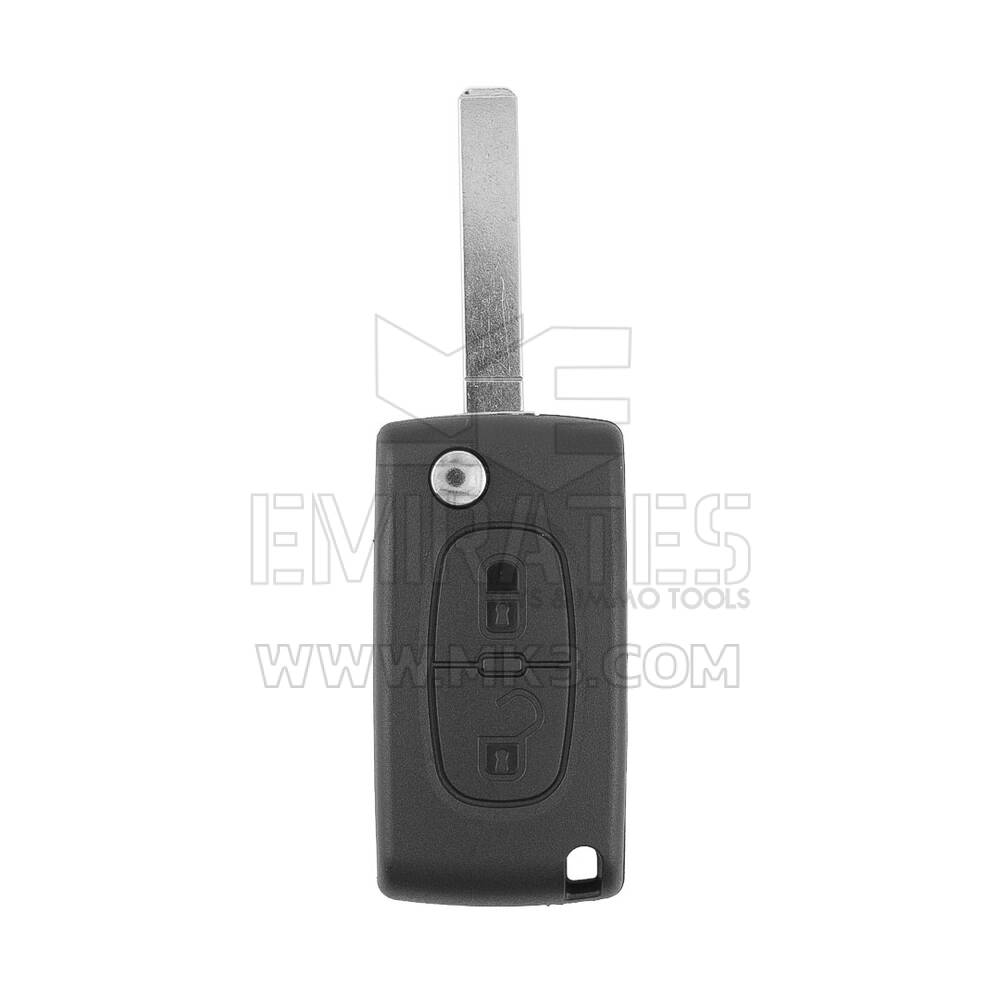 New Aftermarket Peugeot 407 Flip Remote Key Shell 2 Buttons Sedan Trunk Type with Battery Holder VA2 Blade High Quality Best Price | Emirates Keys