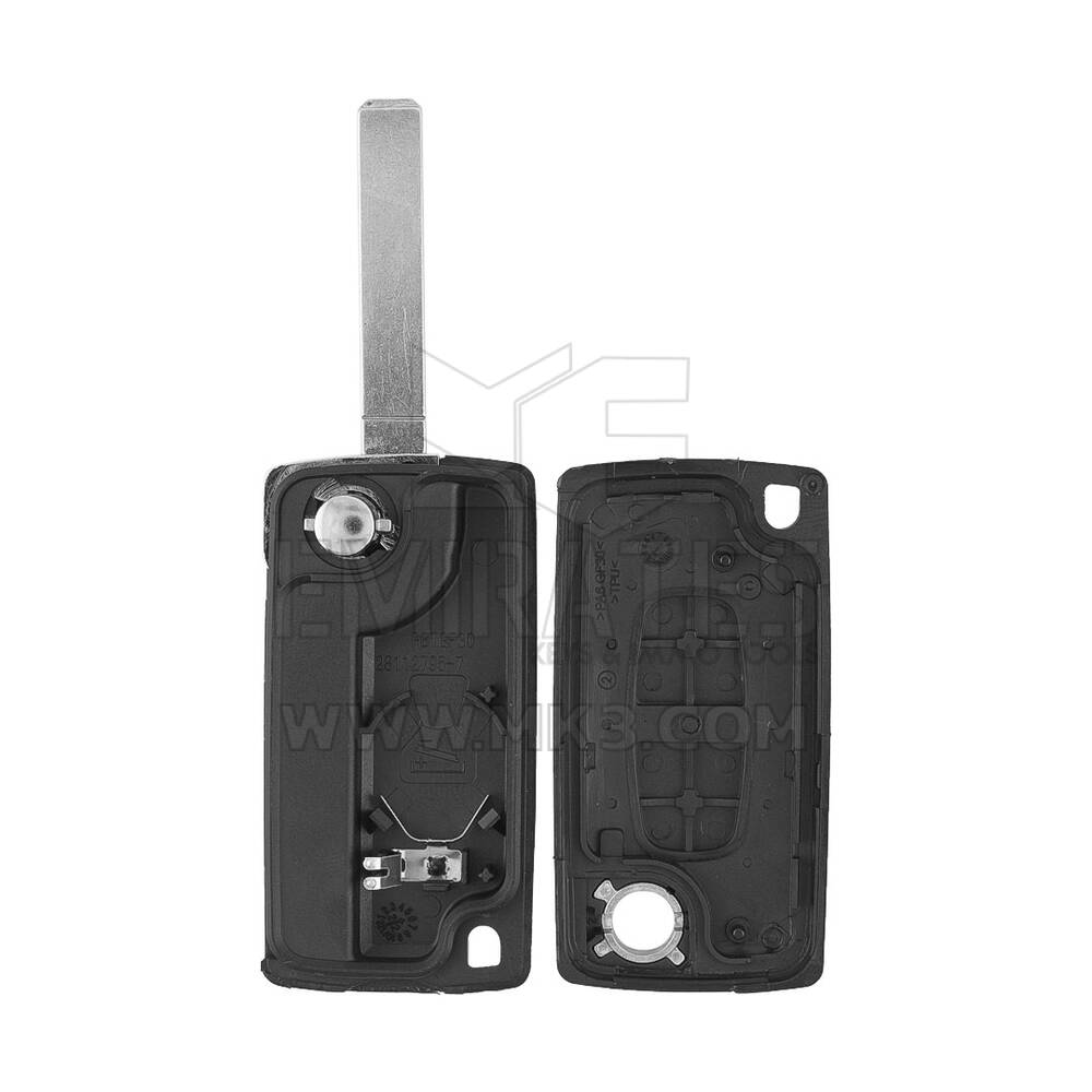 New Aftermarket Peugeot 407 Flip Remote Key Shell 2 Buttons Sedan Trunk Type with Battery Holder VA2 Blade High Quality Best Price | Emirates Keys