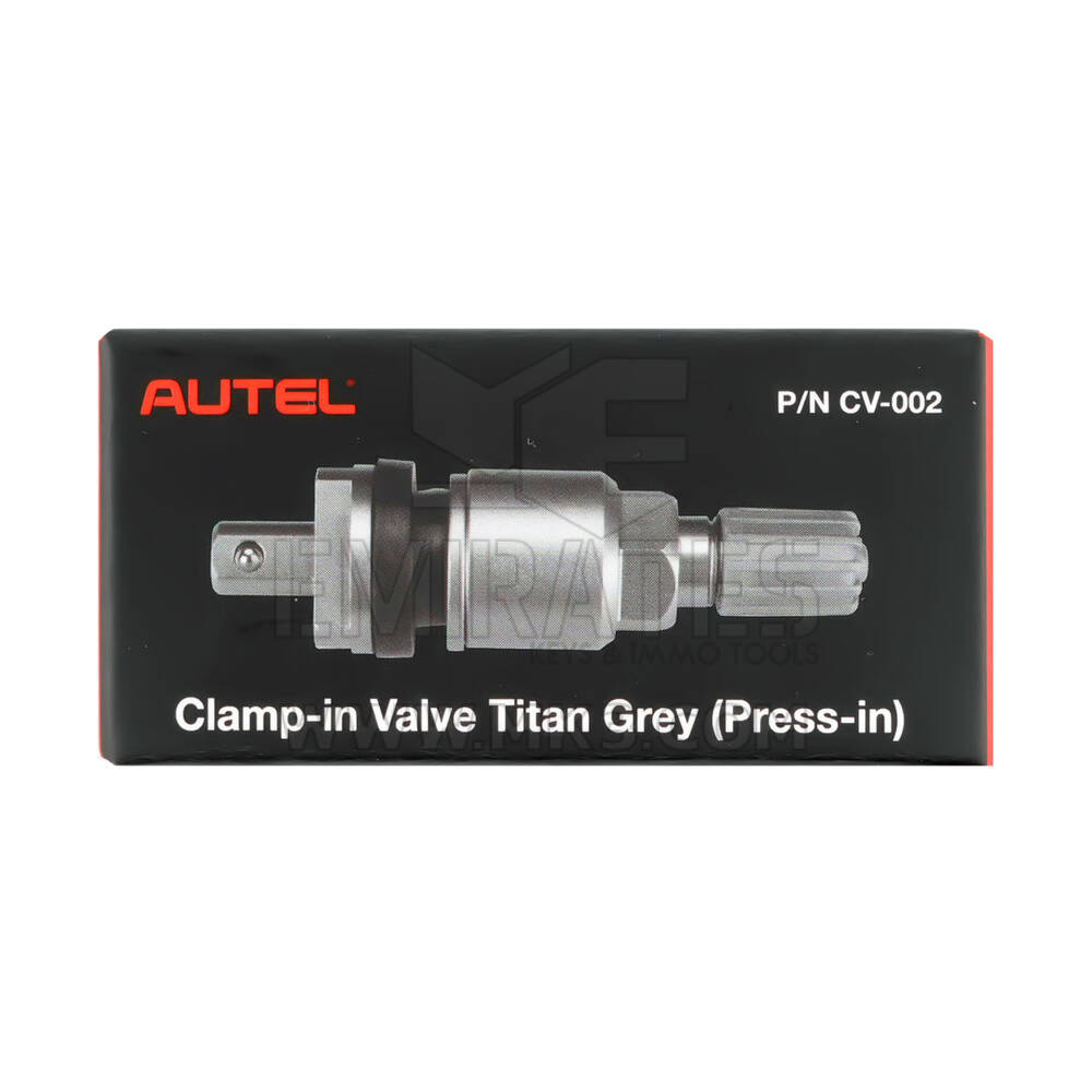 Autel CV-002 Stelo della valvola in metallo grigio titanio con morsetto per sensori TPMS universali Press-IN a 1 sensore MX Viene fornito con una garanzia di 2 anni su materiale e lavorazione | Chiavi degli Emirati