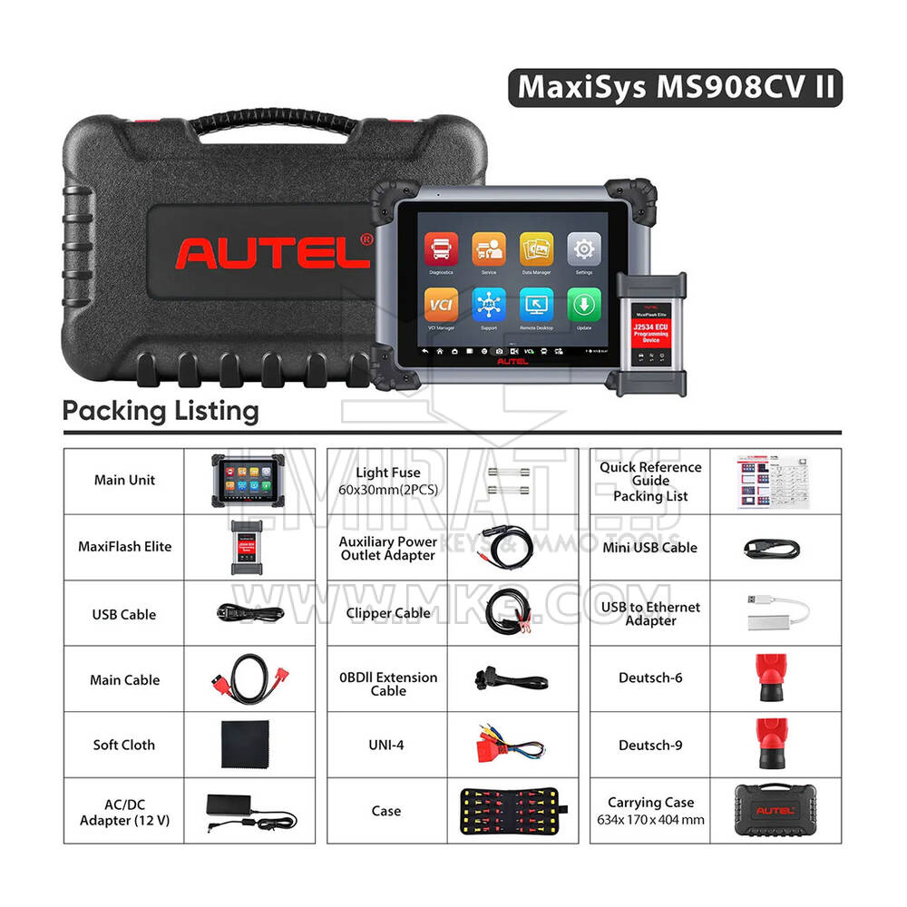 الماسح الضوئي التشخيصي Autel MaxiSYS MS908CV II Obd2 للخدمة الشاقة | MK3