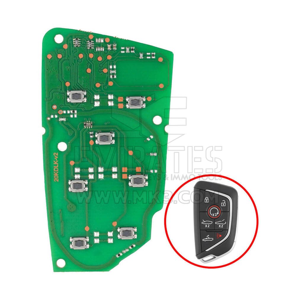 Chevrolet Corvette C8 2020-2024 Placa PCB con llave remota inteligente 7 botones 433MHz 13538852