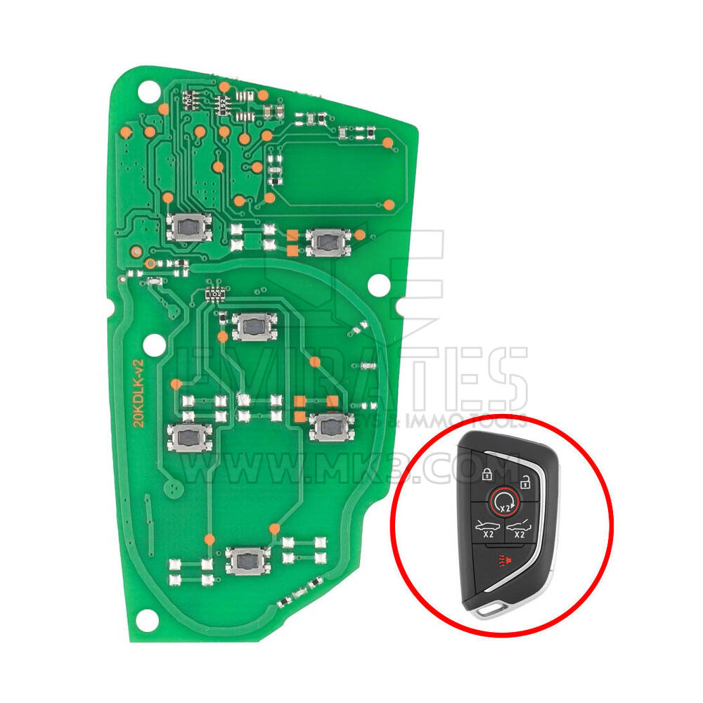 Chevrolet Corvette C8 2020-2024 Scheda PCB chiave remota intelligente 6 pulsanti 433 MHz 13538851