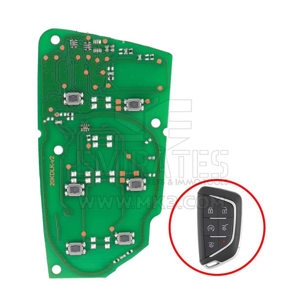 Cadillac Escalade 2021 Smart Remote Key PCB Board 6 Buttons 433MHz 13538864