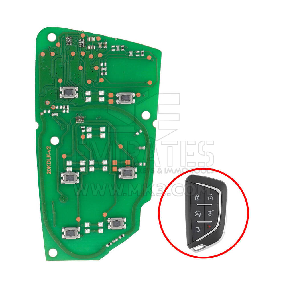 Cadillac Escalade 2021 Smart Remote Key PCB Board 6 Buttons 433MHz 13538864