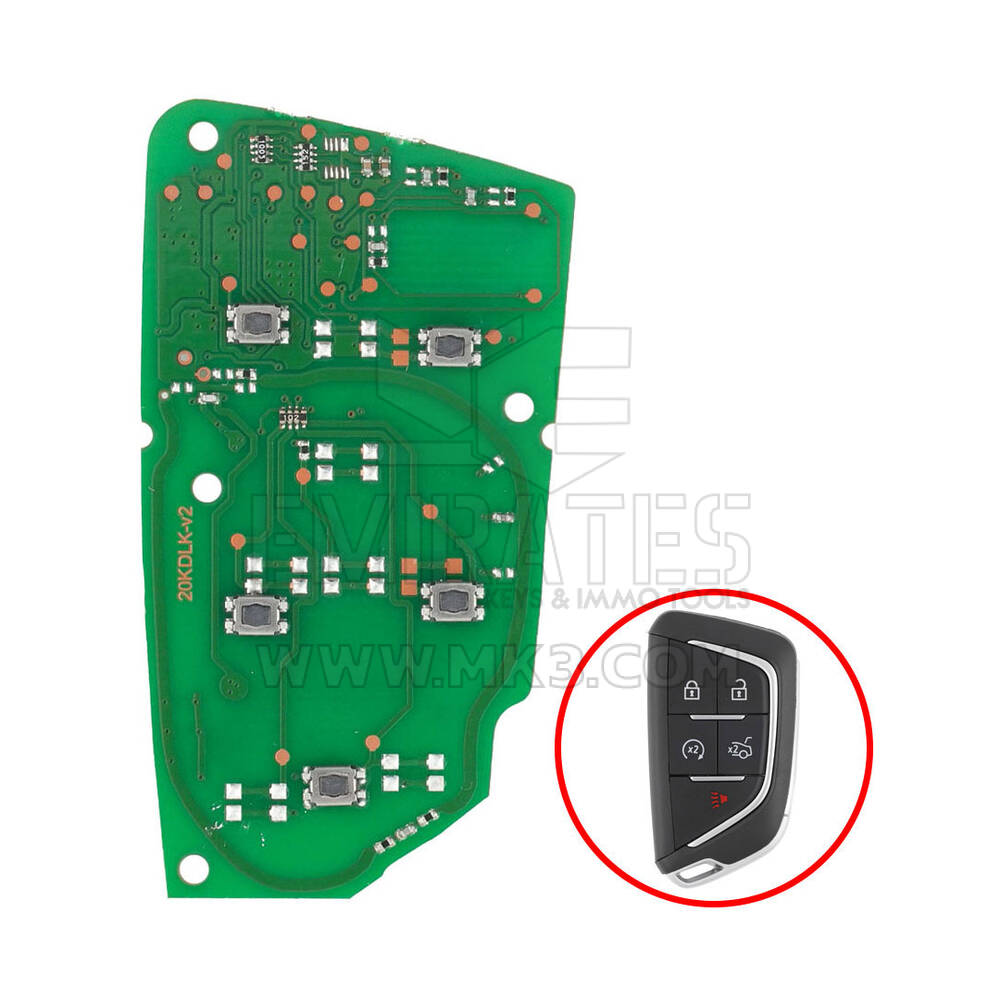 Cadillac CT5 / XT4 2022 Placa PCB con llave remota inteligente 5 botones 433MHz 13536990 / 13538860 / 13541988 / 13548127