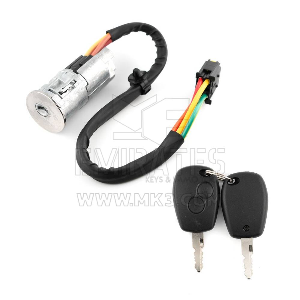 Cerradura de encendido Renault Clio Dacia Logan Sandero 2 llaves de plástico con botón remoto de 4 pines - 6001546809 / 806013230R