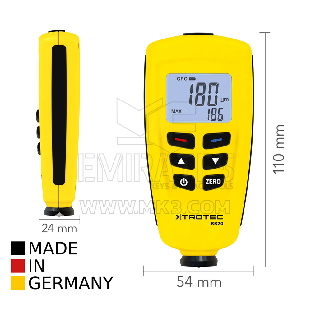 Trotec BB20 Coating Thickness Gauge Dual sensor for measuring the thickness of non-magnetic coatings on all magnetic and non-magnetic metals | Emirates Keys