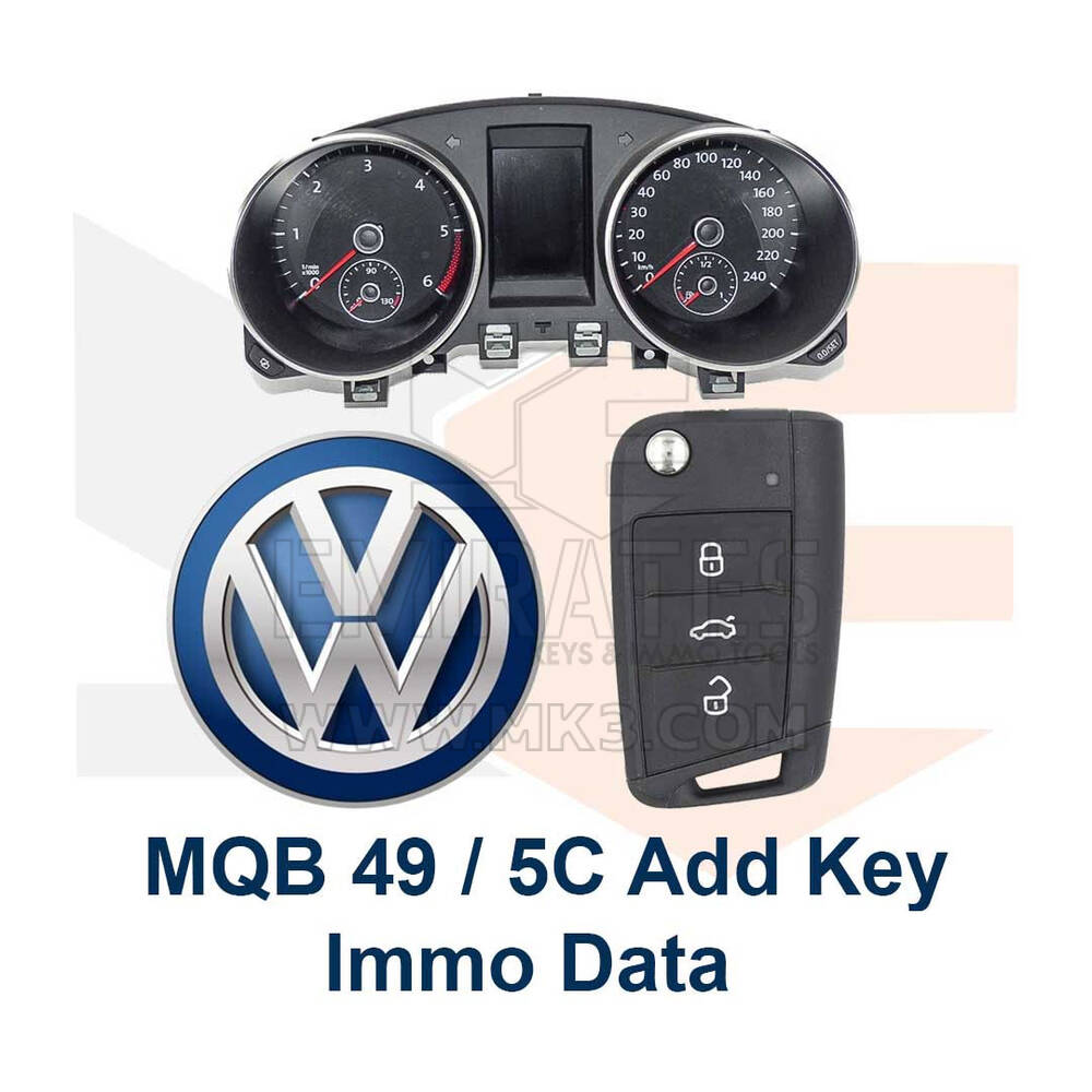 Grupo VAG MQB 49/5C Adicionar serviço de dados chave (dados Immo) via OBD usando um dispositivo de programação chave