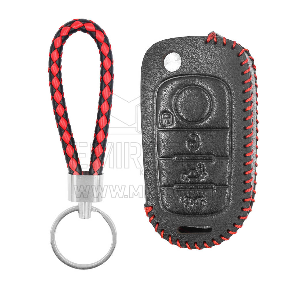 Funda de cuero para Fiat Flip Remote Key 4 Botones FIA-C