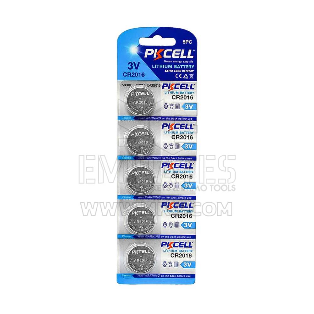 بطاقة خلية البطارية العالمية PKCELL Ultra Lithium CR2016 الجديدة (عبوة من 5 قطع) عالية الجودة وبسعر منخفض | الإمارات للمفاتيح