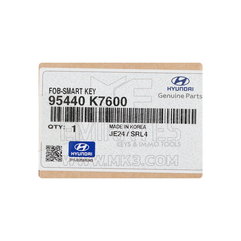 New Hyundai I10 2024 Genuine / OEM Smart Remote Key 3 Buttons 433MHz OEM Part Number: 95440-K7600, 95440K7600 | Emirates Keys