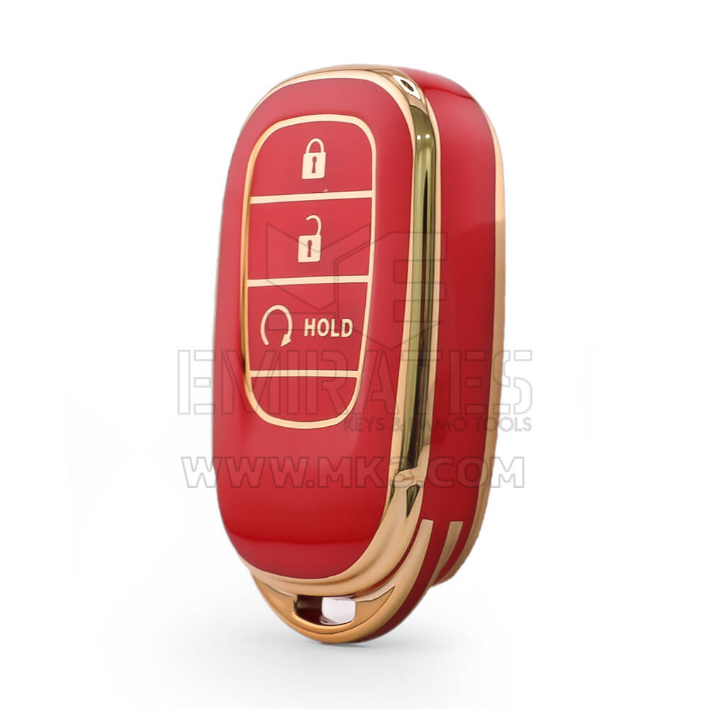 Funda nano de alta calidad para llave remota Honda de 3 botones, color rojo HD-G11J3B