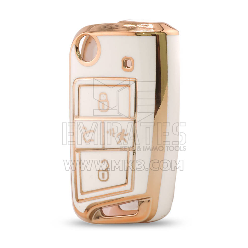 Funda nano de alta calidad para llave remota Volkswagen de 4 botones, color blanco VW-B11J4