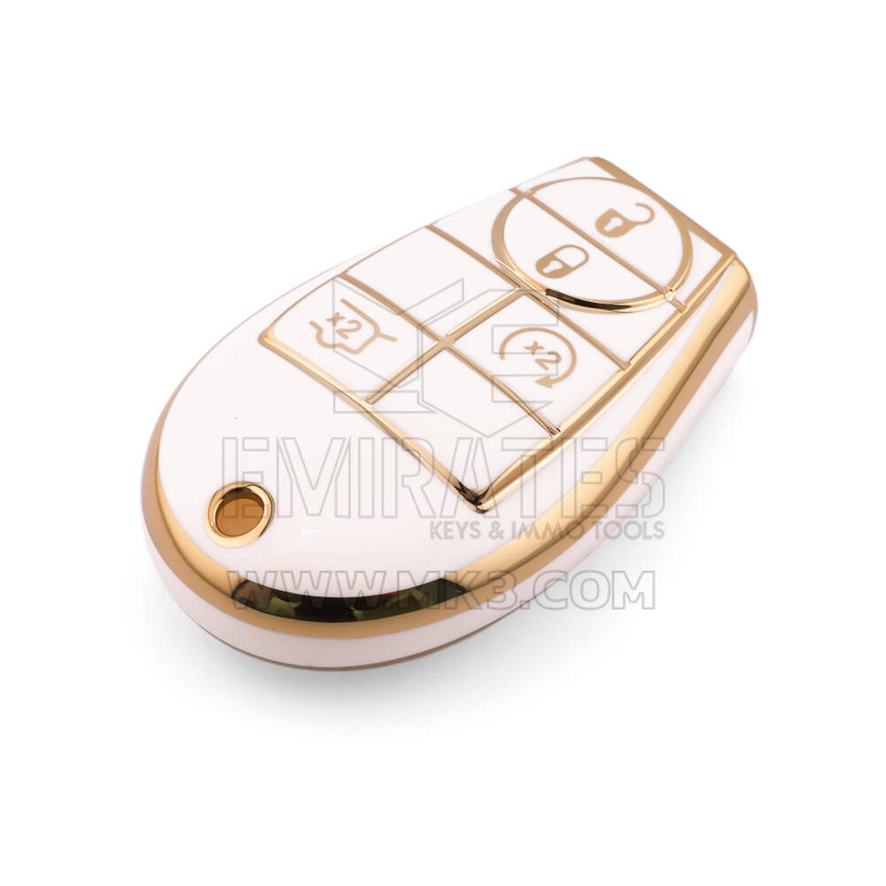 Nueva funda de repuesto Nano de alta calidad para llave remota Dodge de 4 botones, color blanco Dodge-A11J4B | Emirates Keys