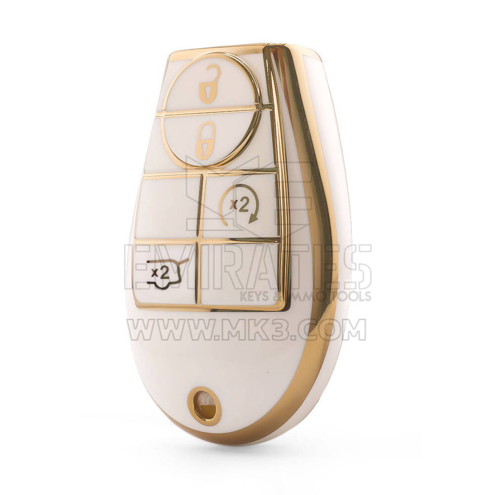 Funda nano de alta calidad para llave remota Dodge de 4 botones, color blanco Dodge-A11J4B