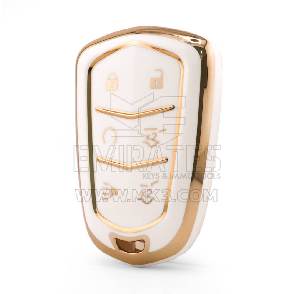 Housse Nano de haute qualité pour clé télécommande Cadillac 6 boutons couleur blanche CDLC-A11J6