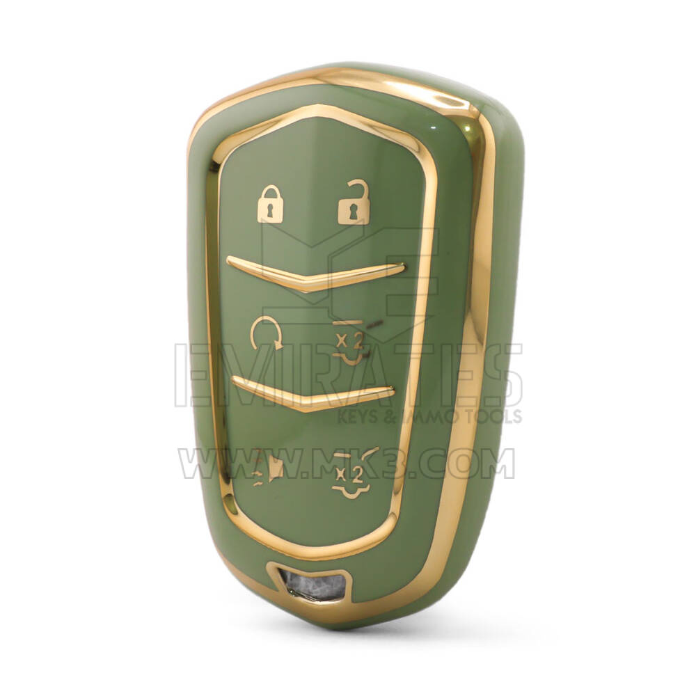 Nano High Quality Cover For Cadillac Remote Key 6 Button Green Color CDLC-A11J6