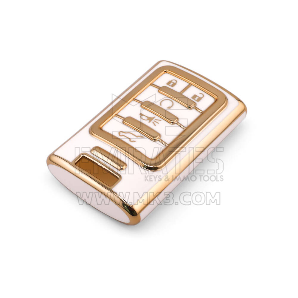 Nueva funda de repuesto de alta calidad para llave remota Cadillac de 5 botones, color blanco CDLC-C11J5A | Emirates Keys