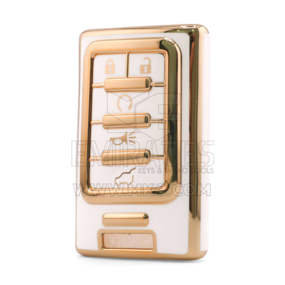 Funda nano de alta calidad para llave remota Cadillac de 5 botones, color blanco CDLC-C11J5A