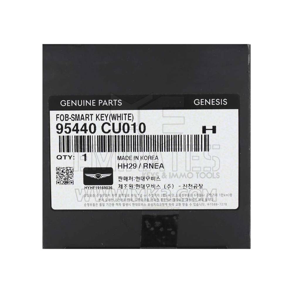 New Hyundai Genesis GV60 2022 Genuine / OEM Smart Remote Key 6 Buttons 433MHz White Color OEM Part Number: 95440-CU010 - FCC ID: TQ8-FOB-4F53M