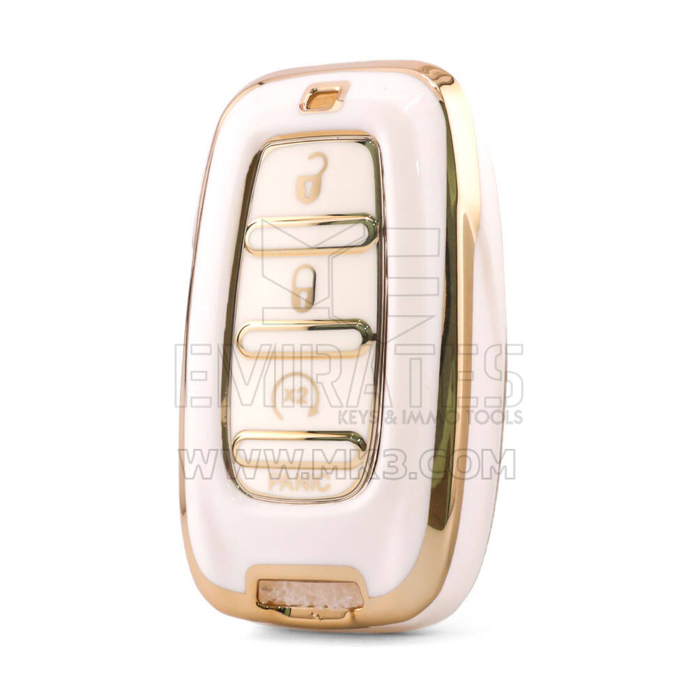 Housse de protection Nano de haute qualité pour clé télécommande Chrysler 4 boutons couleur blanche CRSL-B11J4
