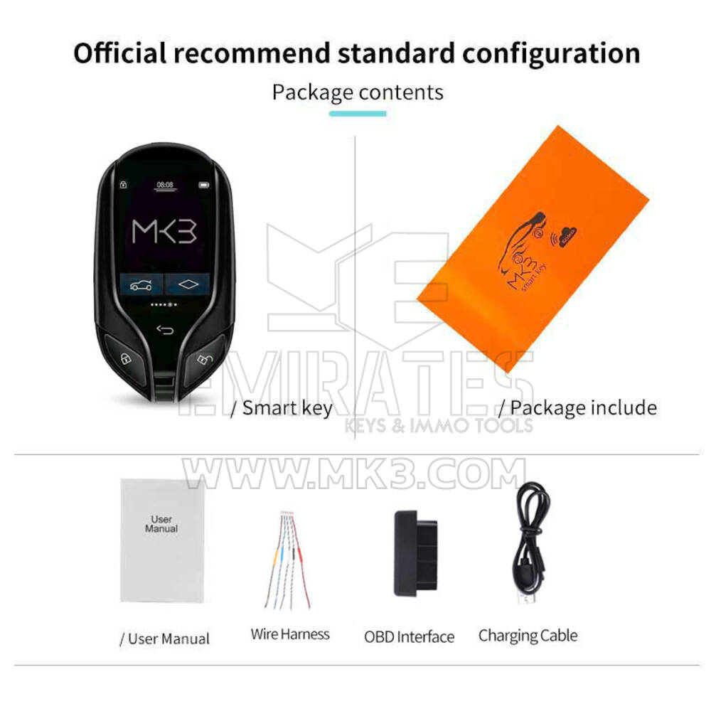 Sistema PKE con chiave intelligente universale modificata LCD per tutte le auto senza chiave Maserati colore nero argento | MK3