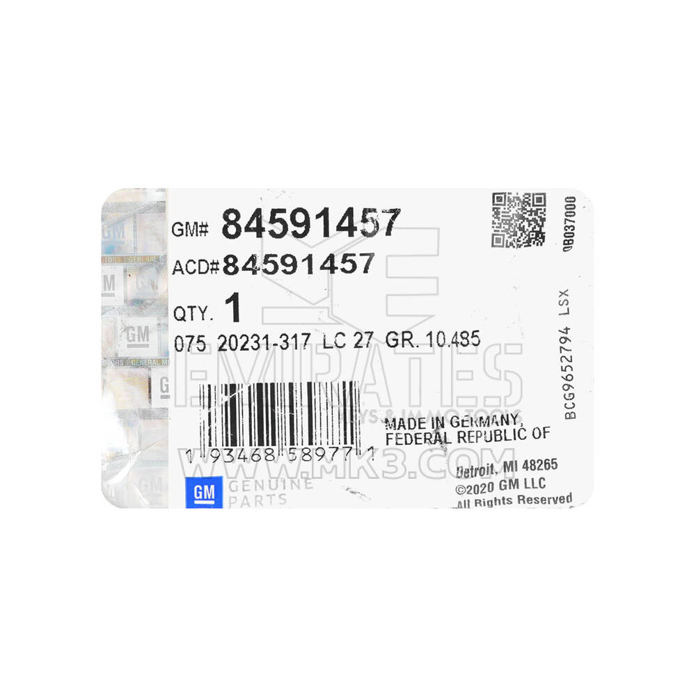 New Cadillac CT4 CT5 2021 Genuine / OEM Smart Remote Key 4+1 Buttons 433MHz OEM Part Number: 84591457 | Emirates Keys