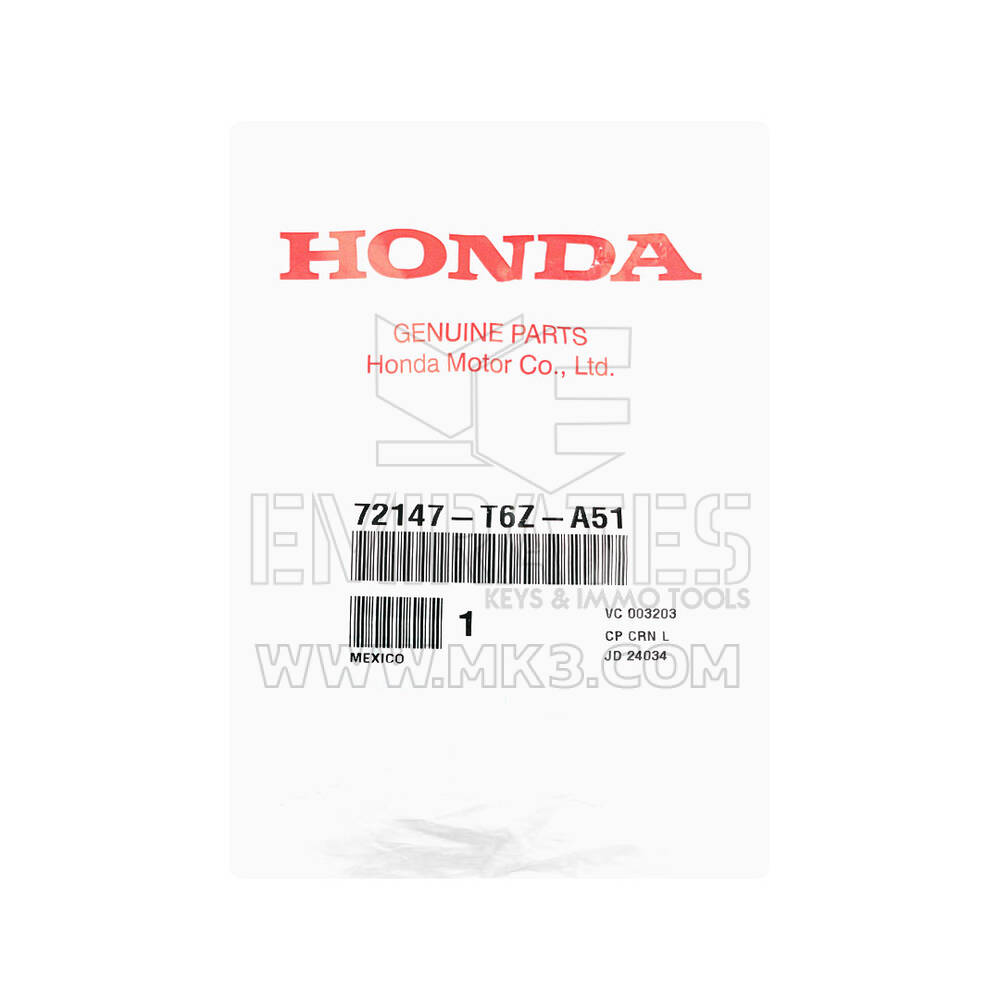 New Honda Ridgeline 2020-2024 Genuine / OEM Smart Remote Key 3+1 Buttons 434MHz OEM Part Number: 72147-T6Z-A51 - FCC ID: KR5T41 | Emirates Keys