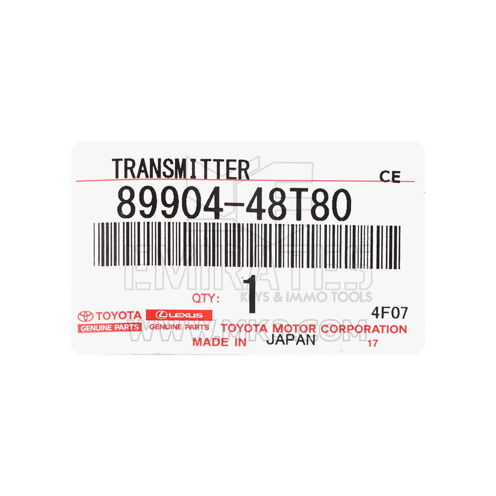 New Lexus RX350 2021 Genuine / OEM Smart Remote Key 3+1 Buttons 433.58/434.42MHz OEM Part Number: 89904-48T80, 8990448T80 - FCC ID: B2X2K2R | Emirates Keys
