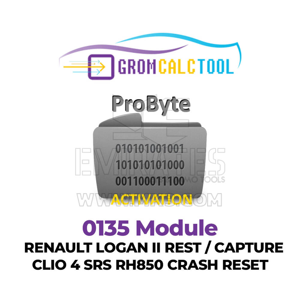 Module GromCalcTool 0135 Réinitialisation après crash Renault Logan II Rest / Capture / Clio 4 SRS RH850