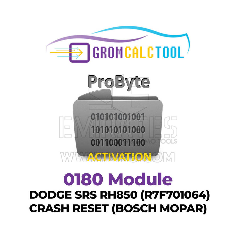 Module GromCalcTool 0180 DODGE SRS RH850 (R7F701064) RÉINITIALISATION DE CRASH (BOSCH MOPAR)