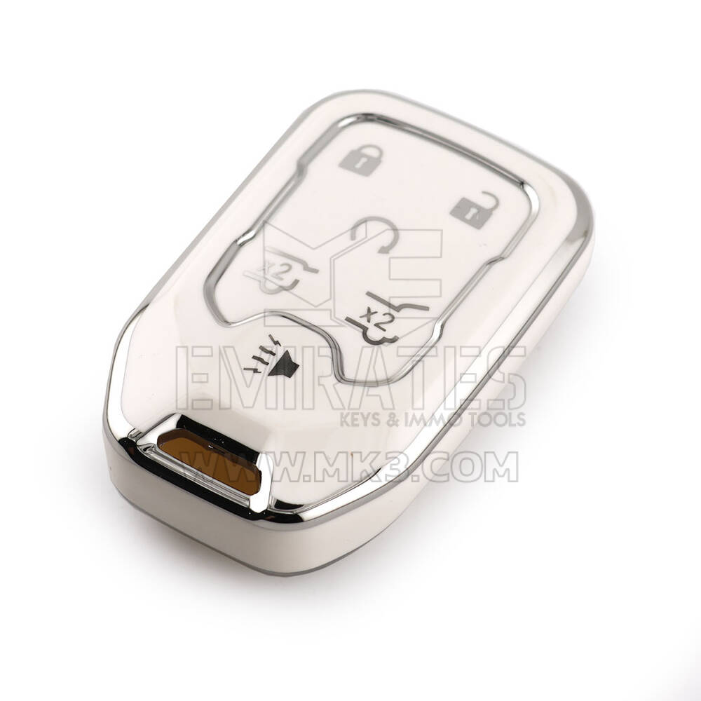 New Aftermarket Nano High Quality Cover For GMC Remote Key 6 Button White Color Silver Frame GMC-A11Y6 | Emirates Keys