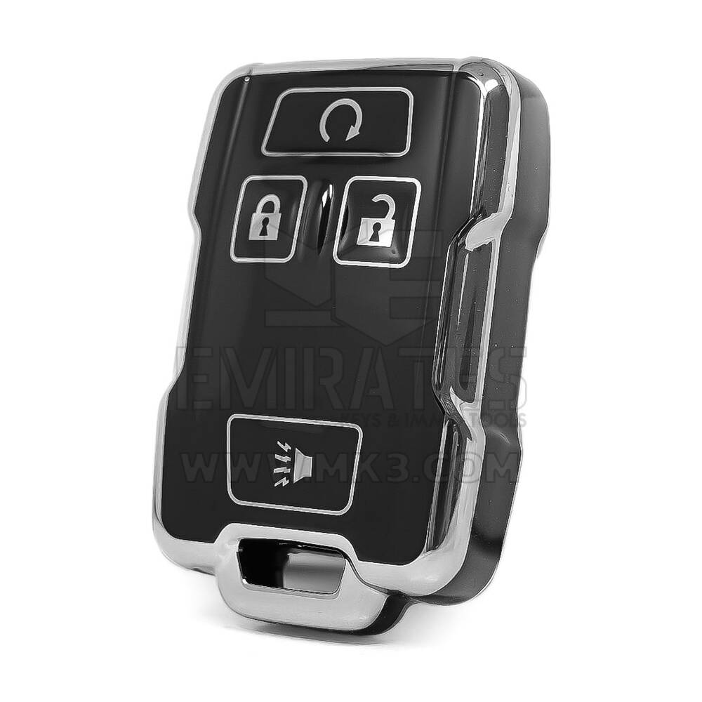 Funda nano de alta calidad para mando a distancia GMC de 4 botones, color negro, marco plateado, GMC-B11Y