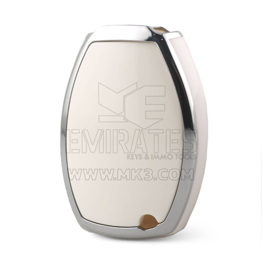 Capa Nano para Chave Remota Mercedes com 2 Botões e Moldura Branca e Prateada Benz-A11Y2 | MK3