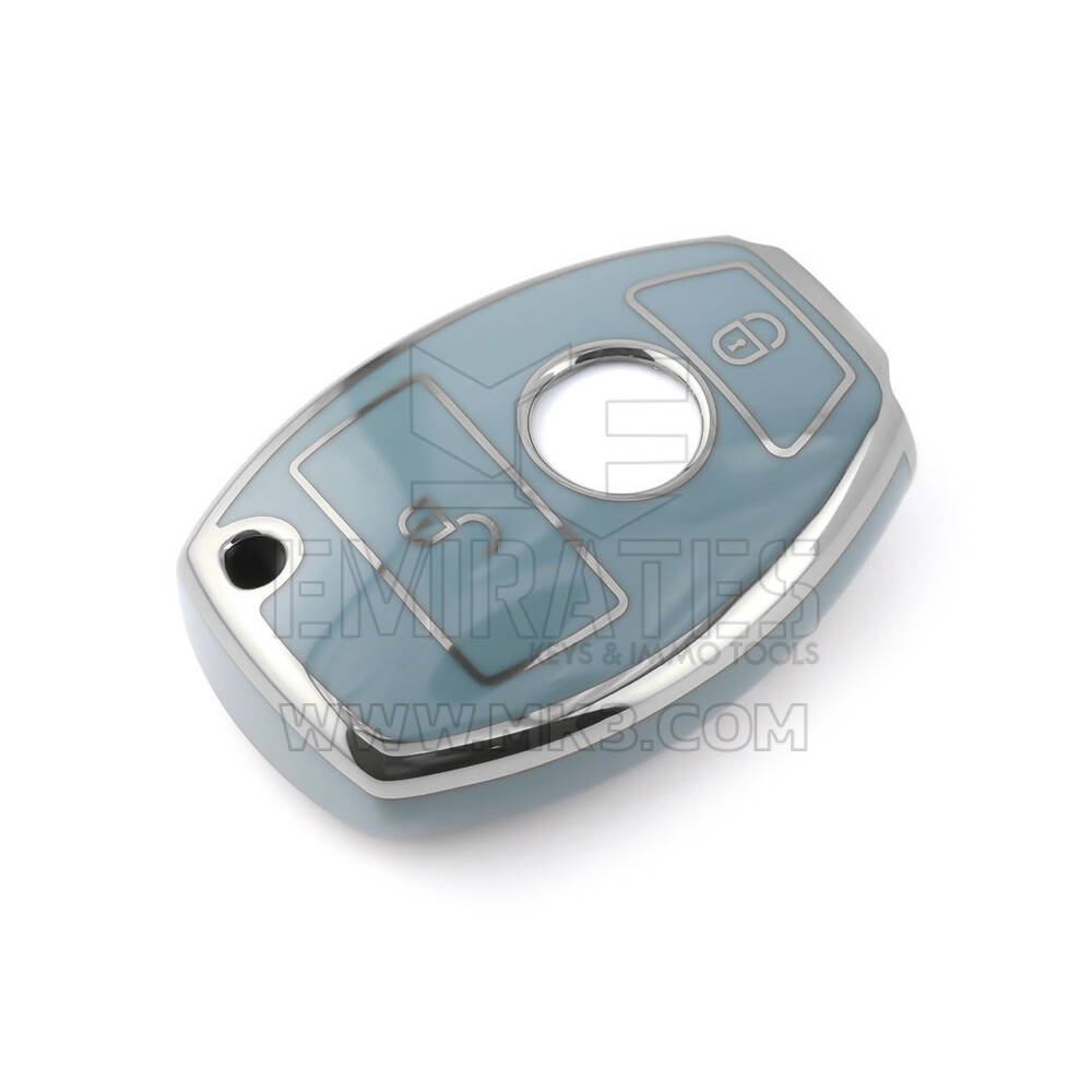 New Aftermarket Nano High Quality Cover For Mercedes Remote Key 2 Button Gray Color Silver Frame Benz-A11Y2 | Emirates Keys