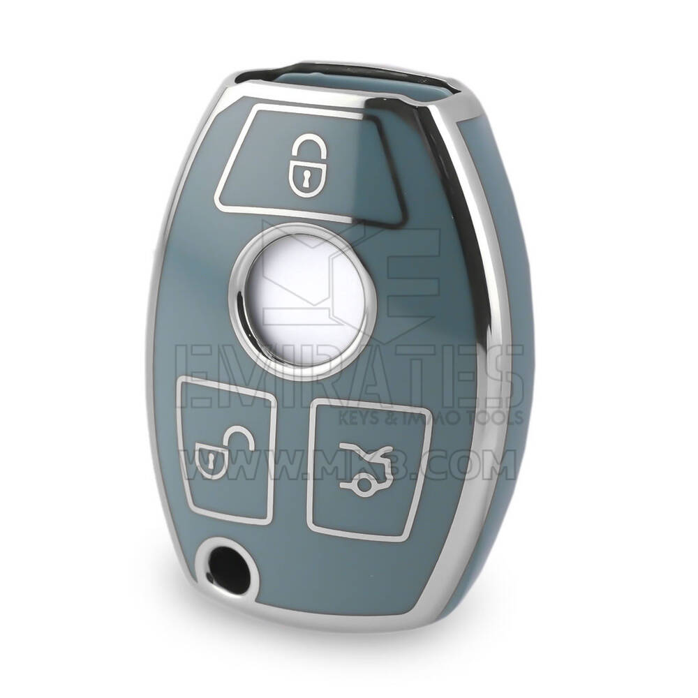 Nano High Quality Cover For Mercedes Remote Key 3 Button Gray Color Silver Frame Benz-A11Y3
