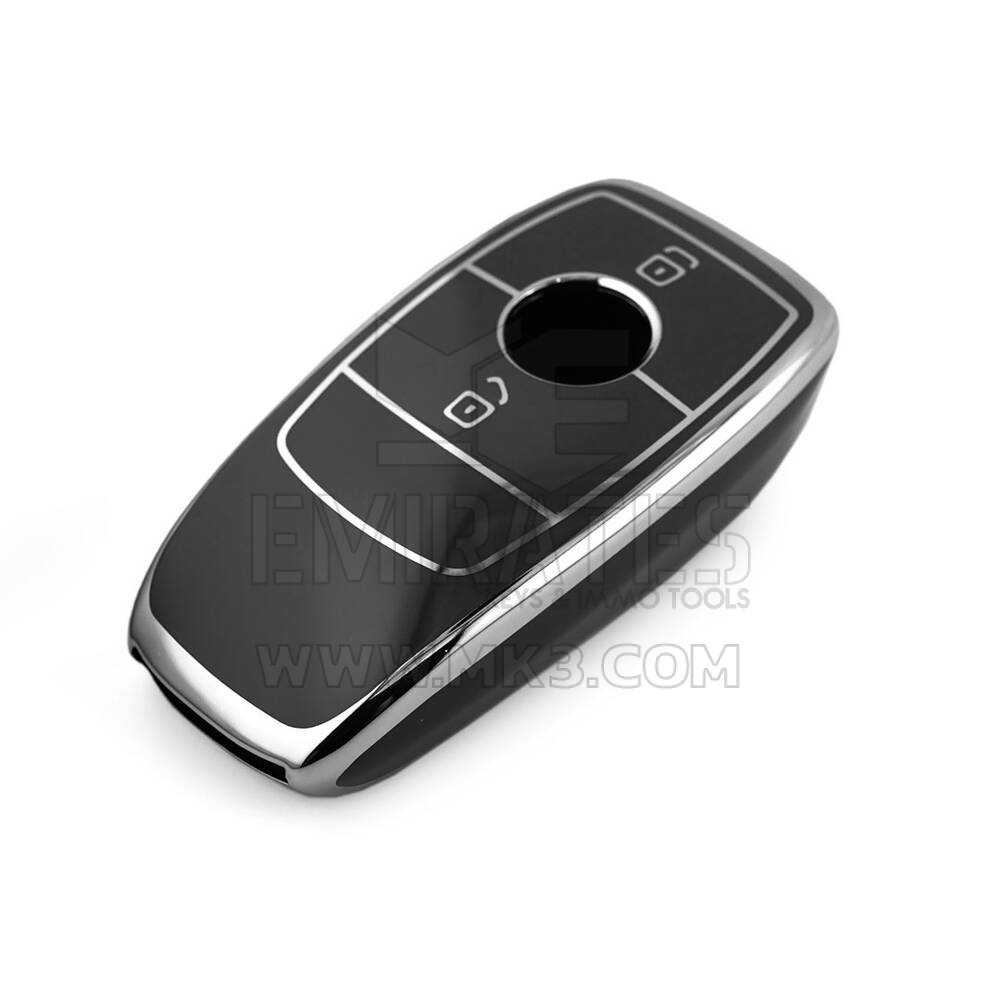 Nova capa Nano de reposição de alta qualidade para chave remota Mercedes com 2 botões, cor preta, moldura prateada, Benz-B11Y2 | Chaves Emirates