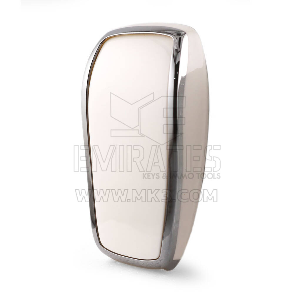 Capa Nano para Chave Remota Mercedes com 2 Botões e Moldura Branca e Prateada Benz-B11Y2 | MK3